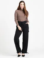 Women's Black Crepe Knit Cargo Jogger