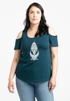 Women's Mandala Cold Shoulder Tee