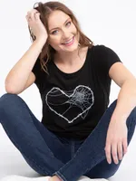 Women's Spiderweb Heart Scoop Neck Tee