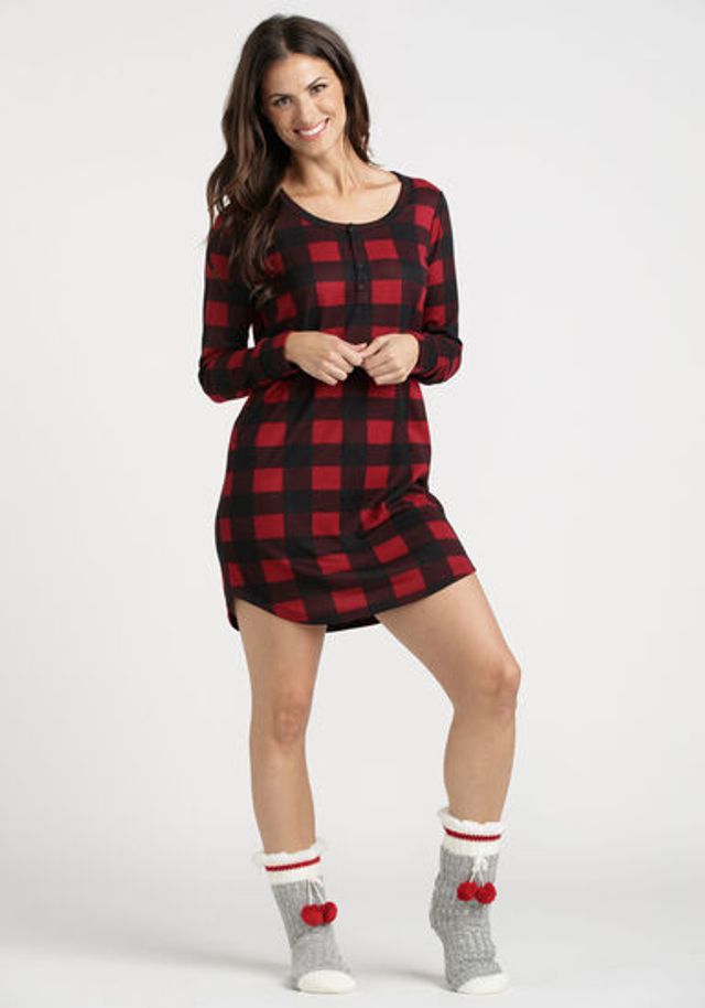 La Vie en Rose Buffalo Plaid Super Soft Sleepshirt