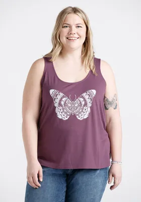 Women's Lace Butterfly Ladderback Tank