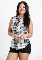 Women's Sleeveless Plaid Shirt