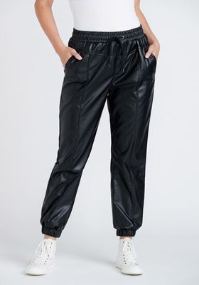 Women's High Rise Faux Leather Jogger