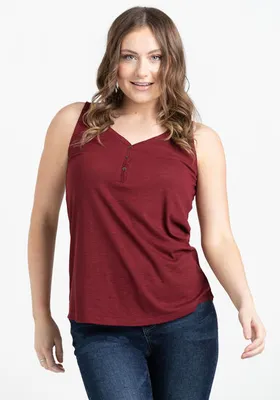 Women's Ribbed Henley Tank