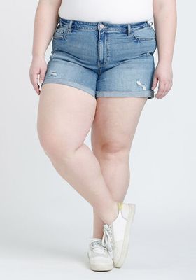 Women's Plus High Rise Destroyed Cuffed Short