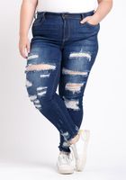 Women's Plus Distress Ankle Skinny Jeans