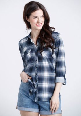 Women's Knit Plaid Shirt