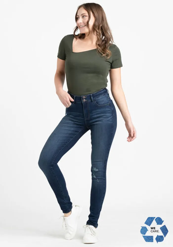 Women's 2 Button Destroyed Skinny Jeans