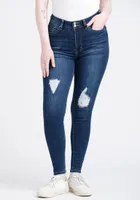 Women's Button High Rise Destroyed Skinny Jeans