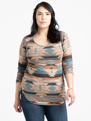 Women's Printed Side Button Top