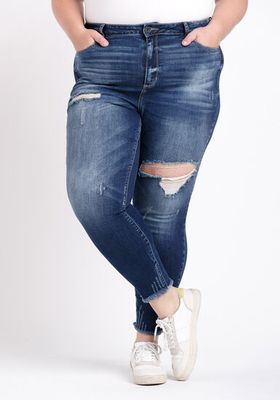 Women's Plus High Rise Distress Crop Skinny Jeans