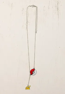 Pokemon Pokeball & Pikachu Charm Necklace