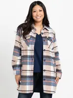 Women's Plaid Button Front Shacket