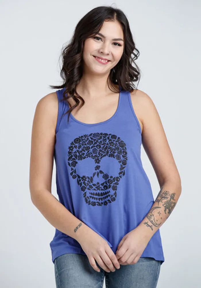 Women's Glitter Skull Racerback Tank