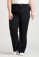 Women's Plus High Rise Black Crepe Knit Wide Leg Pant