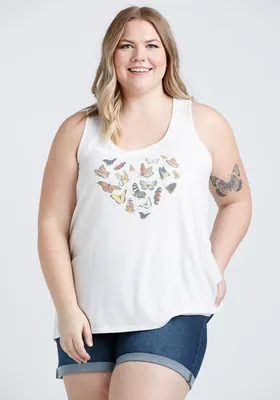 Women's Butterfly Heart Keyhole Tank