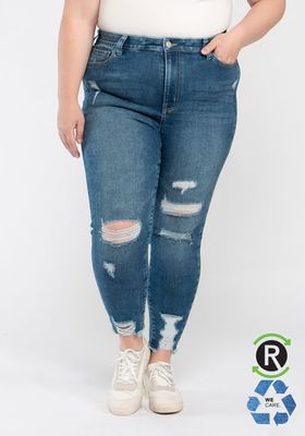 Women's Plus High Rise Destroyed Ankle Skinny Jeans