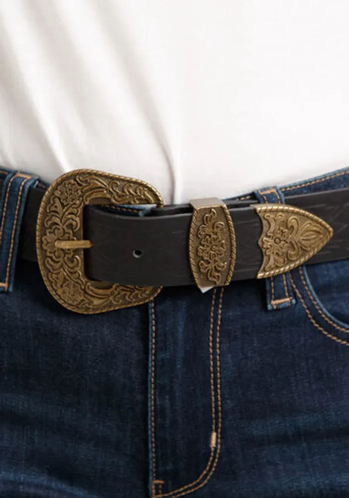 Embossed Western Black Belt