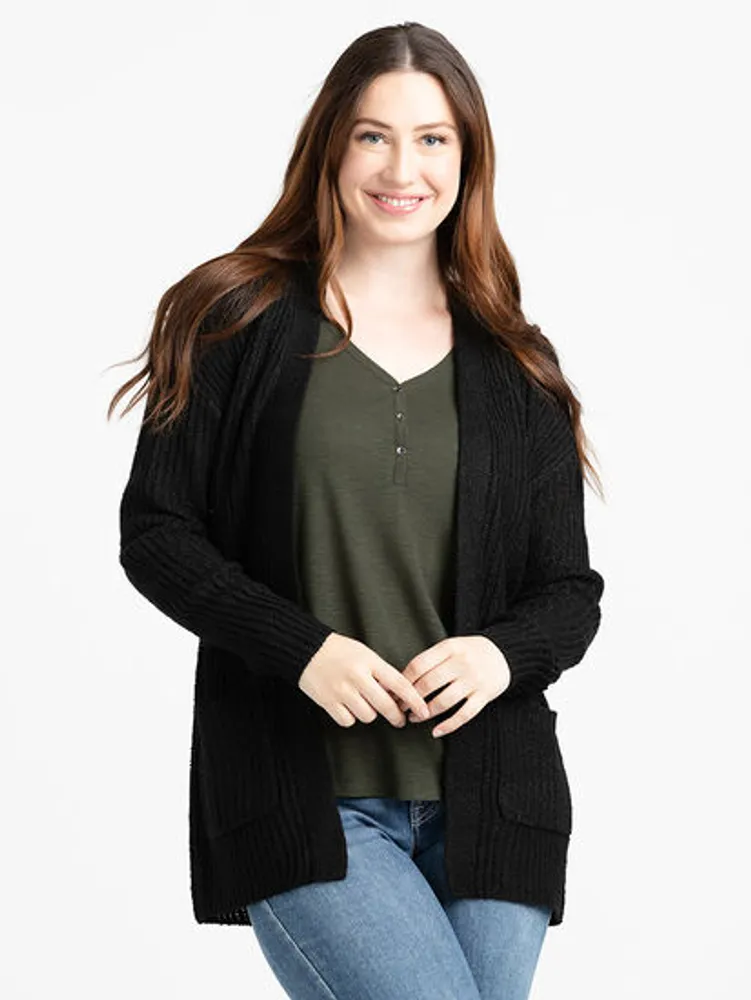 Women's Ribbed Boucle Cardigan