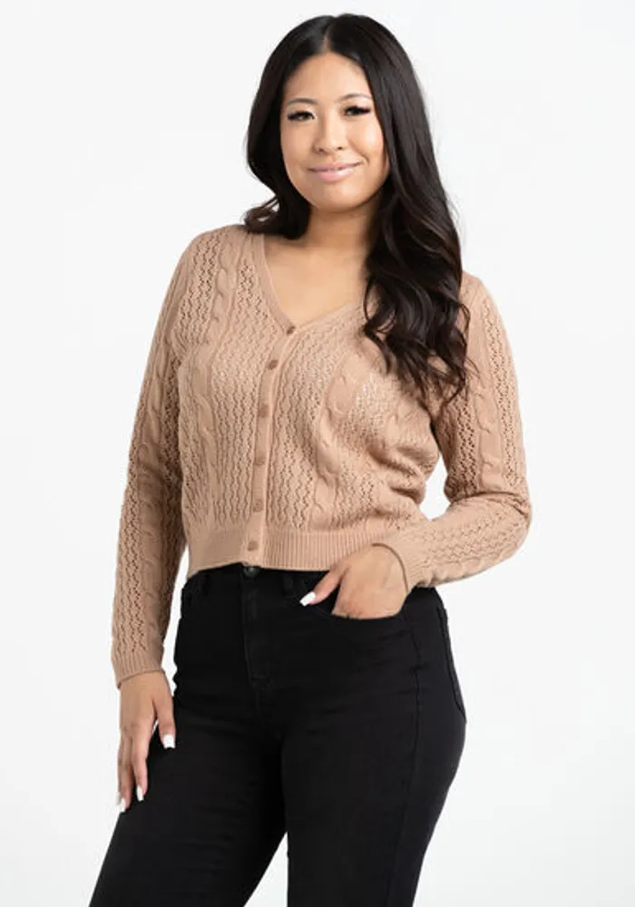 Women's Cropped Button Front Cardigan