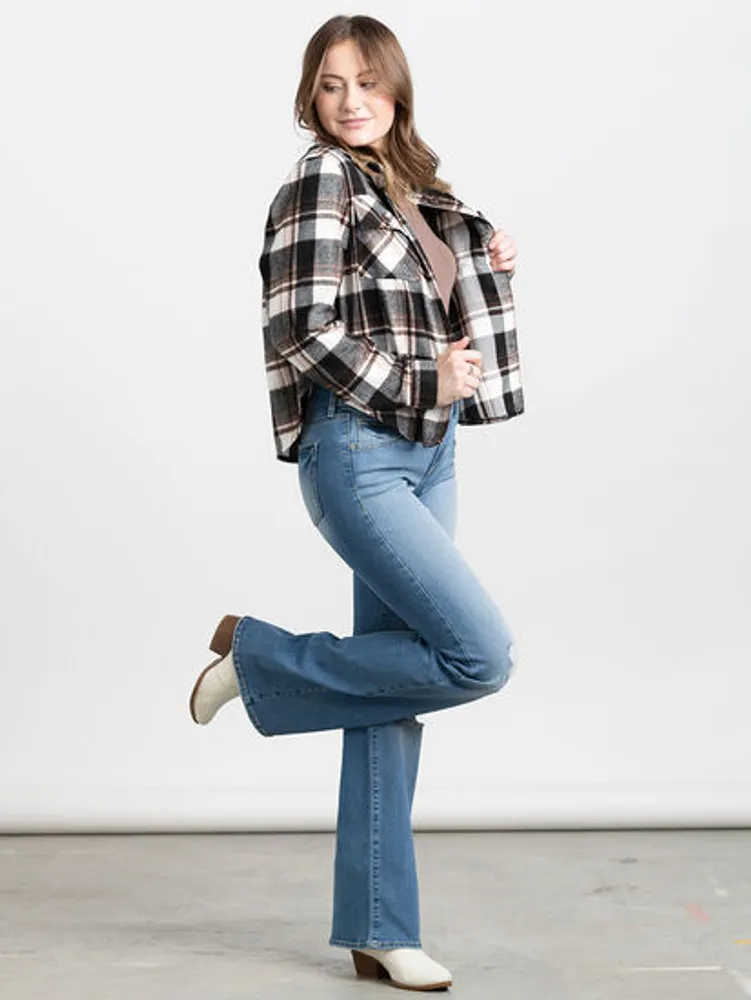 Women's Crop Plaid Shirt