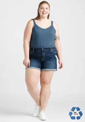 Women's Plus Destroyed Cuffed Jean Short