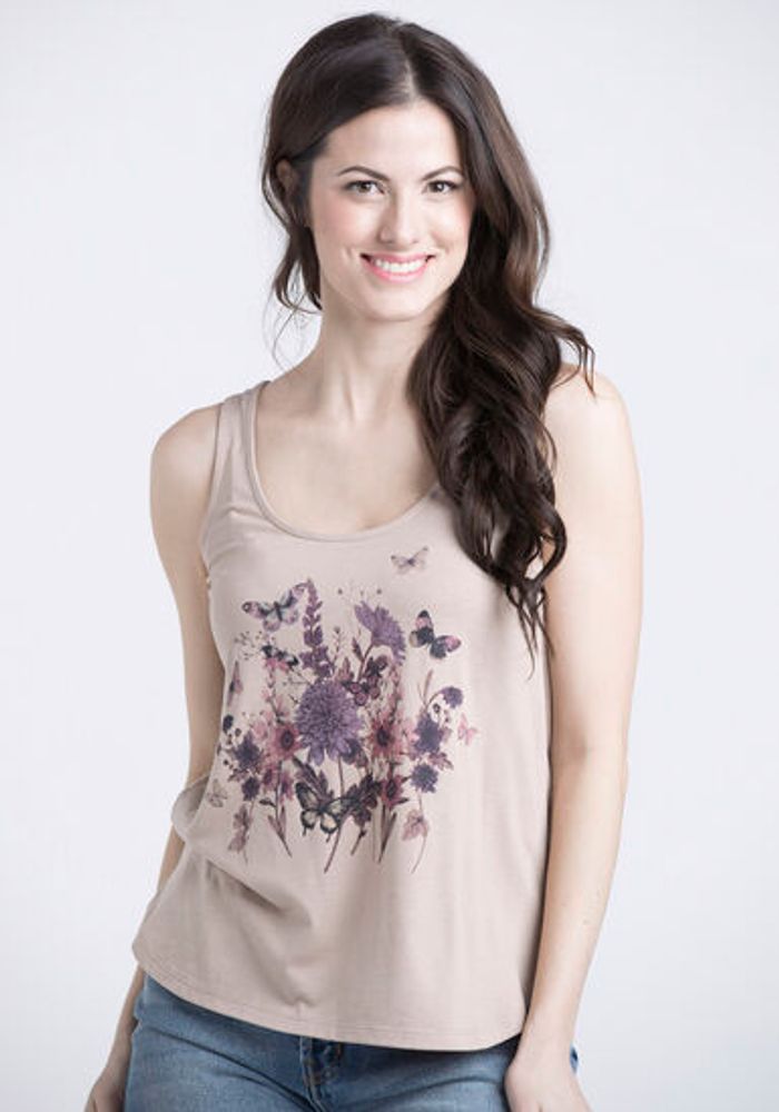 Women's Floral Butterfly Ladderback Tank