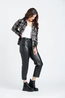 Women's High Rise Faux Leather Straight Crop Pant