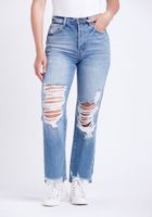 Women's Super High Rise Heavy Distress Dad Jeans