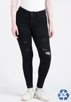 Women's High Rise Black Destroyed Ankle Skinny Jeans