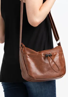 Washed PU Slouch Cross Body Bag