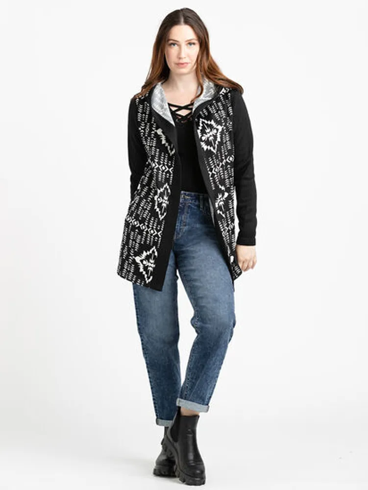 Women's Geo Print Hooded Wrap