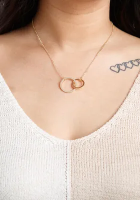 Double Ring Gold Chain Necklace