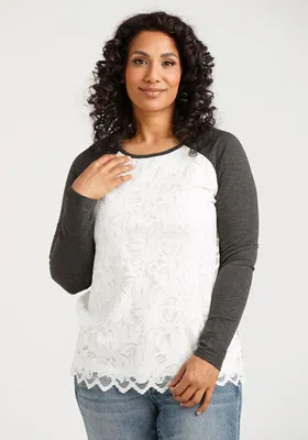 Women's Lace Front Baseball Top