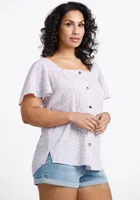 Women's Ditsy Flutter Sleeve Top