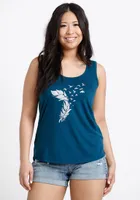 Women's Glitter Feather Scoop Neck Tank