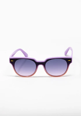 Women's Purple Flat Lens Wayfarer