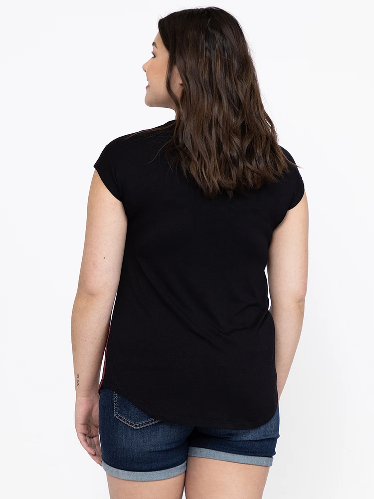 Women's Buttons Colour Block Top
