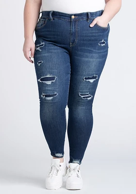 Women's Plus Rip & Repair Skinny Jeans