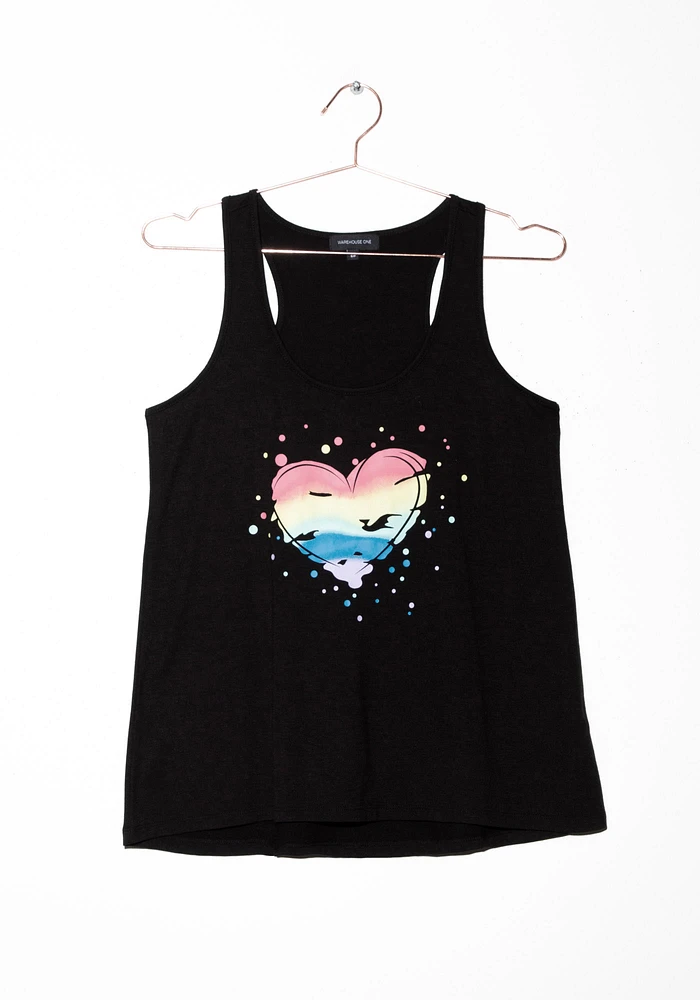 Women's Rainbow Heart Racerback Tank