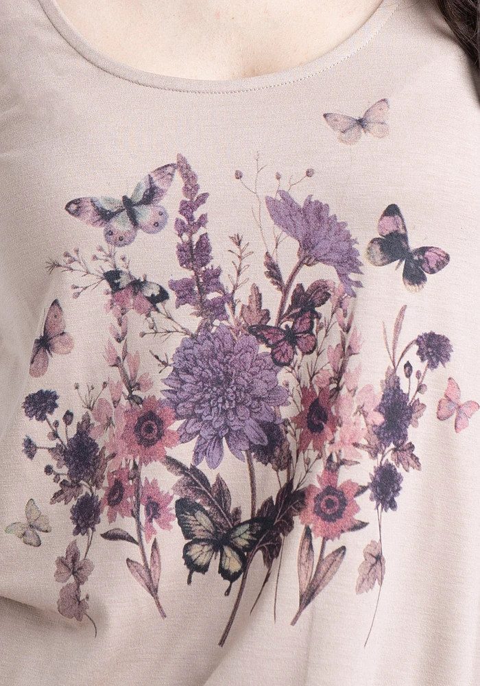 Women's Floral Butterfly Ladderback Tank