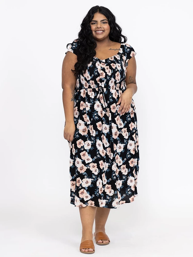 Women's Ruched Midi Dress