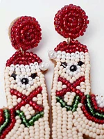 Women's Christmas Llama Beaded Earrings