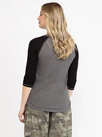 Women's Rib Baseball Henley Tee