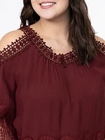 Women's Lace Cold Shoulder Top