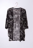 Women's Leaf Print Mesh Cardigan