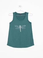 Women's Glitter Dragonfly Scoop Neck  Tank