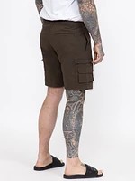 Brown Nylon Cargo E-Waist Short