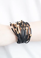 Women's Gold Beads Faux Leather Bracelet