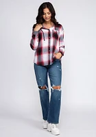 Women's Flannel Hooded Plaid Shirt